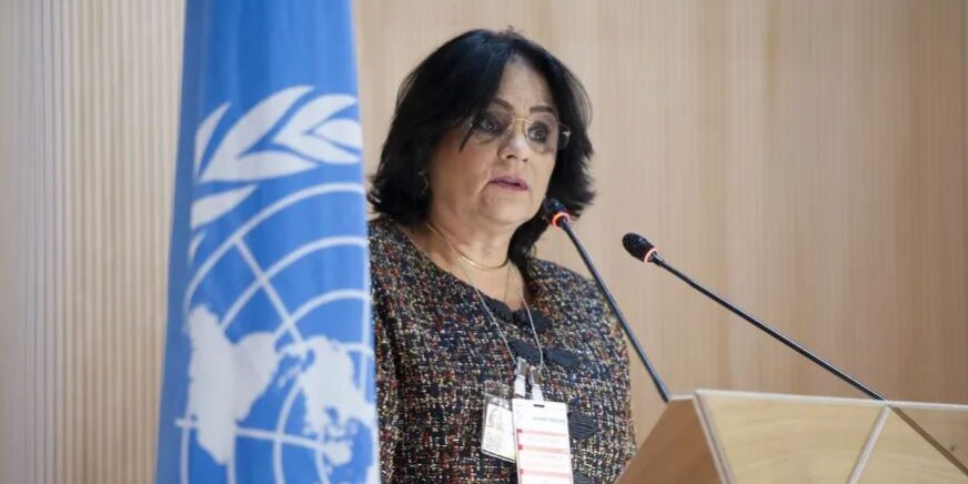 Ministra Damares Alves discursa em reunião do Conselho de Direitos Humanos da ONU em Genebra.