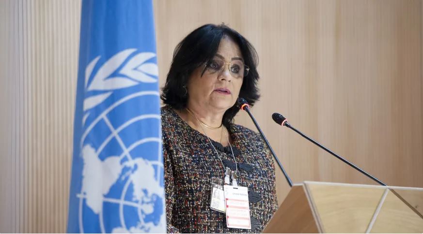 Ministra Damares Alves discursa em reunião do Conselho de Direitos Humanos da ONU em Genebra.