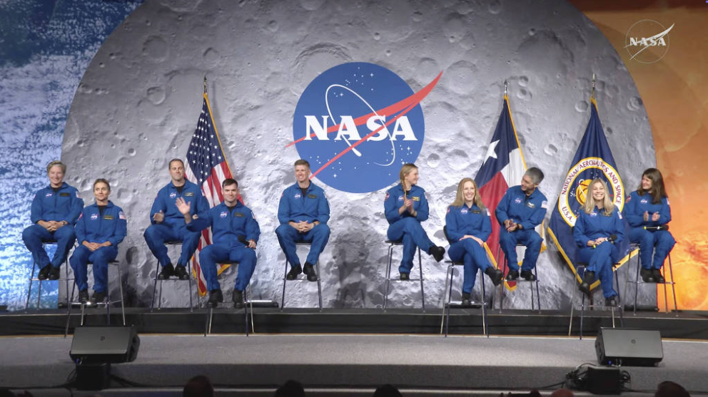 Transmissão do anúncio da Nasa sobre a turma de candidatos a astronauta de 2025, no Centro Espacial Johnson em Houston - Nasa/via The New York Times